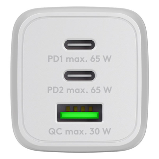 Goobay USB C snellader | Goobay (65W, 2x USB C, 1x USB A, GaN, Power Delivery, Wit) 64754 K180107712 - 2