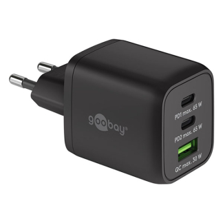 Goobay USB C snellader | Goobay (65W, 2x USB C, 1x USB A, GaN, Power Delivery, Zwart) 64753 K180107713 - 1