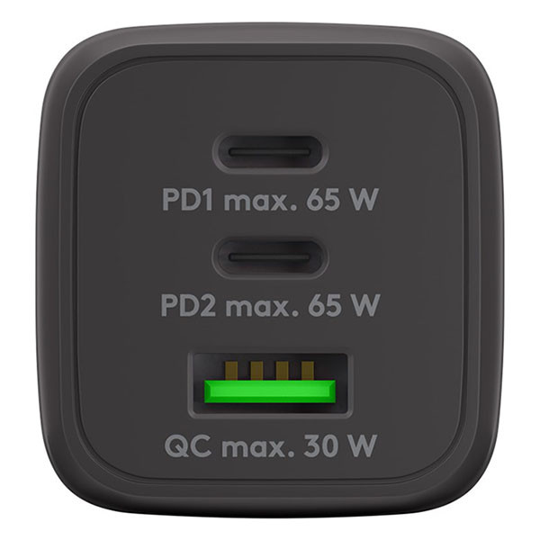 Goobay USB C snellader | Goobay (65W, 2x USB C, 1x USB A, GaN, Power Delivery, Zwart) 64753 K180107713 - 2