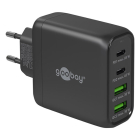 Goobay USB C snellader | Goobay (68W, 2x USB C, 2x USB A, GaN, Power Delivery, Zwart) 64817 K180107711 - 1