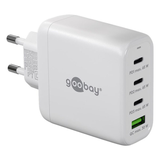 Goobay USB C snellader | Goobay (68W, 3x USB C, 1x USB A, GaN, Power Delivery, Wit) 64822 K180107708 - 1
