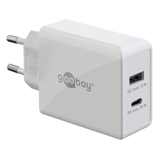 Goobay USB multipoort oplader | Goobay | 2 poorten (USB A, USB C, 30W, Power Delivery, Quick Charge, Wit) 61674 K180107315 - 1