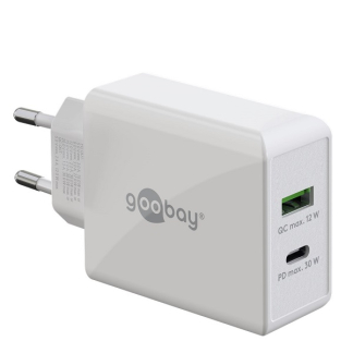 Goobay USB multipoort oplader | Goobay | 2 poorten (USB A, USB C, 30W, Power Delivery, Quick Charge, Wit) 61674 K180107315 - 