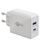 USB multipoort oplader | Goobay | 2 poorten (USB A, USB C, 30W, Power Delivery, Quick Charge, Wit)