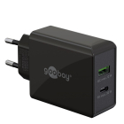 USB multipoort oplader | Goobay | 2 poorten (USB A, USB C, 30W, Power Delivery, Quick Charge, Zwart)