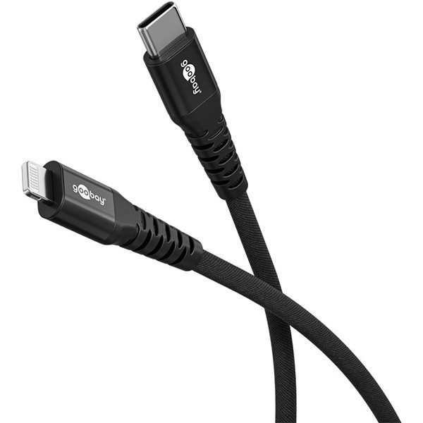 Goobay iPad oplaadkabel | USB C ↔ Lightning | Goobay | 0,5 meter (USB 2.0, 60W, 480 Mbps, Zwart) 74514 I180107383 - 1
