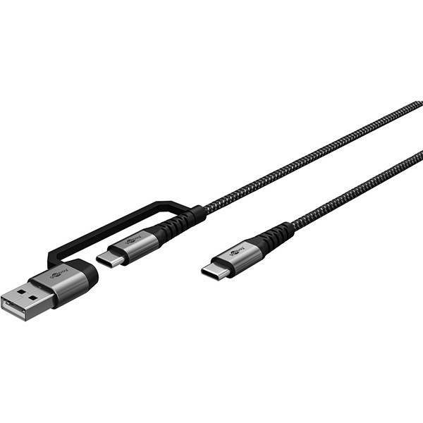 Goobay iPhone oplaadkabel | USB C ↔ USB C + USB A | Goobay | 1 meter (USB 2.0, 60W, 480 Mbps) 70277 A180107700 - 1
