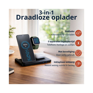 Grundig Opvouwbare draadloze oplader | Grundig (3-in-1, 10W, Zwart) 871125235870 K070501294 - 4