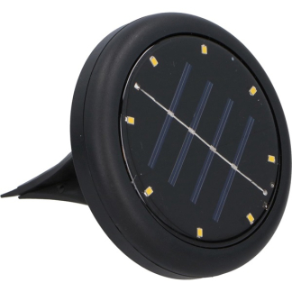 Grundig Solar grondspot | Grundig | Ø 11 cm (8 leds, Schemersensor, Rond, RVS, Zwart) 871125212334 K170203617