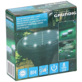 Grundig Solar grondspot | Grundig | Ø 11 cm (8 leds, Schemersensor, Rond, RVS, Zwart) 871125212334 K170203617 - 7