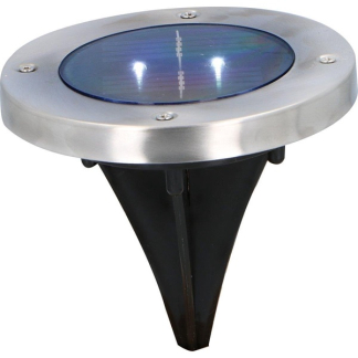 Grundig Solar grondspot | Grundig | Ø 12 cm (2 leds, Schemersensor, Rond, RVS) 12447 K170203616