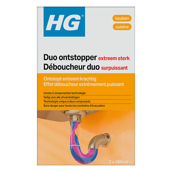 HG duo ontstopper | 2x 500 ml (Gebruiksklaar, Voor de keuken en badkamer) 343100100 343100103 K170405102 - 1