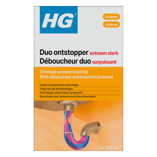 HG duo ontstopper | 2x 500 ml (Gebruiksklaar, Voor de keuken en badkamer) 343100100 343100103 K170405102