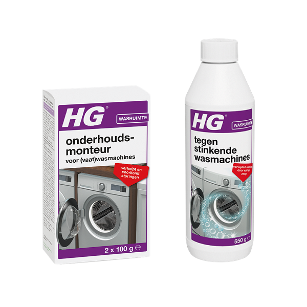 Dat hoekpunt Mos HG onderhoudsmonteur + HG tegen stinkende wasmachine | Combideal (2x 100  gram + 550 gram)