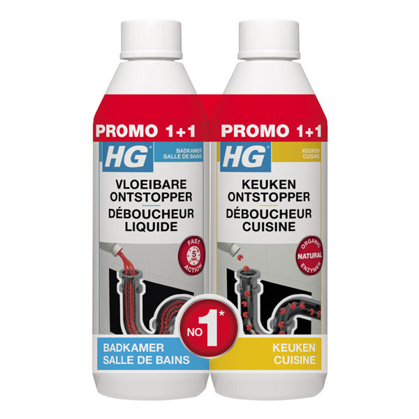HG vloeibare ontstopper + HG keukenonststopper | Combideal (2x 500 ml) 80537000003 K170405294 - 1