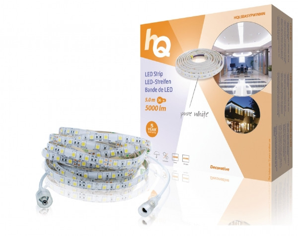 LED strip met voeding | HQ | meter (Flexibel, 300 IP54, Koud wit) HQ Kabelshop.nl