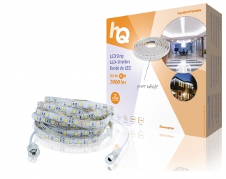 HQ Led strip met voeding | HQ | 5 meter (Flexibel, 300 leds, IP54, Koud wit) HQLSEASYPWINMN K150303004 - 1
