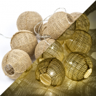HQ Lichtslinger - Bal (10 LEDS, Batterijen, Jute) HQLEDSLBALL K150304000 HQ Lichtslinger - Bal (10 LEDS, Batterijen, Jute) HQLEDSLBALL K150304000