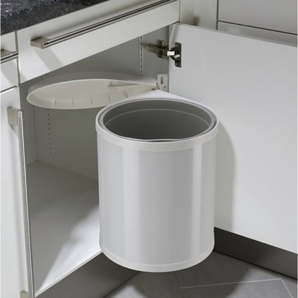 Hailo Prullenbak | Hailo | 15 liter (Plaatstaal, Voor in keukenkastje, Draaideurmontage, Deksel-liftsysteem, Wit) 3555-001 K170104630 - 3