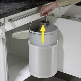 Hailo Prullenbak | Hailo | 15 liter (Plaatstaal, Voor in keukenkastje, Draaideurmontage, Deksel-liftsysteem, Wit) 3555-001 K170104630 - 4
