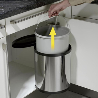 Hailo Prullenbak | Hailo | 15 liter (RVS, Voor in keukenkastje, Draaideurmontage, Deksel-liftsysteem) 3555-101 K170104631 - 3