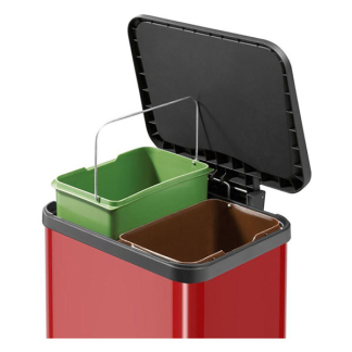 Hailo Prullenbak | Hailo | 18 liter (Duo, Gedempt deksel, Metaal met kunststof, Rood) 0622-240 K170104635 - 4