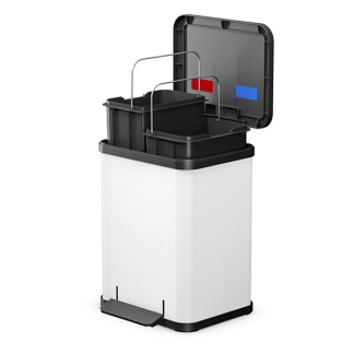 Hailo Prullenbak | Hailo | 18 liter (Duo, Gedempt deksel, Metaal met kunststof, Wit) 0622-230 K170104632 - 2