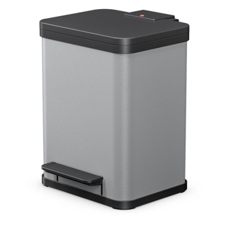 Hailo Prullenbak | Hailo | 18 liter (Duo, Gedempt deksel, Metaal met kunststof, Zilver) 0622-220 K170104634 - 1