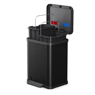 Hailo Prullenbak | Hailo | 18 liter (Duo, Gedempt deksel, Metaal met kunststof, Zwart) 0622-260 K170104636 - 2