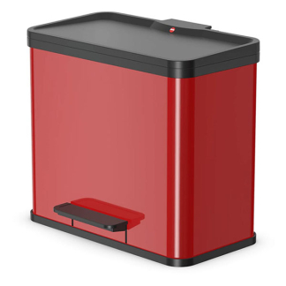 Hailo Prullenbak | Hailo | 26 liter (Duo, Gedempt deksel, Metaal met kunststof, Rood) 0630-240 K170104640 - 1