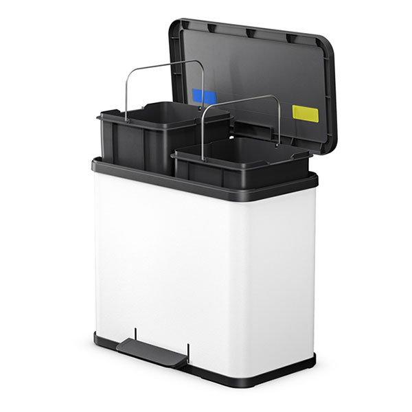 Hailo Prullenbak | Hailo | 26 liter (Duo, Gedempt deksel, Metaal met kunststof, Wit) 0630-230 K170104637 - 2