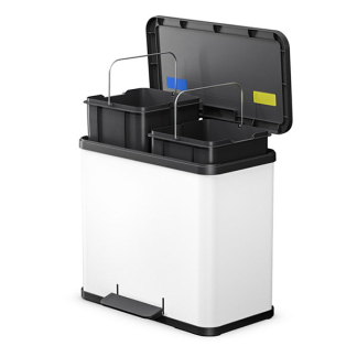 Hailo Prullenbak | Hailo | 26 liter (Duo, Gedempt deksel, Metaal met kunststof, Wit) 0630-230 K170104637 - 2