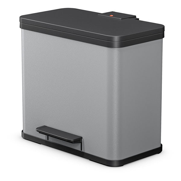 Hailo Prullenbak | Hailo | 26 liter (Duo, Gedempt deksel, Metaal met kunststof, Zilver) 0630-220 K170104639 - 1