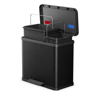 Hailo Prullenbak | Hailo | 26 liter (Duo, Gedempt deksel, Metaal met kunststof, Zwart) 0630-260 K170104641 - 2