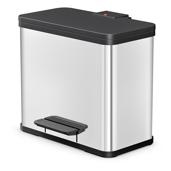 Hailo Prullenbak | Hailo | 26 liter (Duo, Gedempt deksel, RVS met kunststof) 0630-200 K170104638 - 1