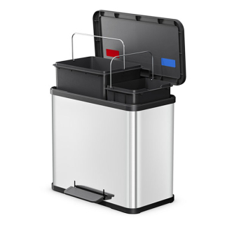 Hailo Prullenbak | Hailo | 26 liter (Duo, Gedempt deksel, RVS met kunststof) 0630-200 K170104638 - 2