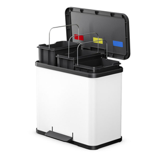 Hailo Prullenbak | Hailo | 27 liter (Trio Gedempt deksel, Metaal met kunststof, Wit) 0633-230 K170104642 - 2