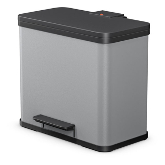 Hailo Prullenbak | Hailo | 27 liter (Trio Gedempt deksel, Metaal met kunststof, Zilver) 0633-220 K170104644 - 1