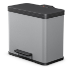 Prullenbak | Hailo | 27 liter (Trio Gedempt deksel, Metaal met kunststof, Zilver)