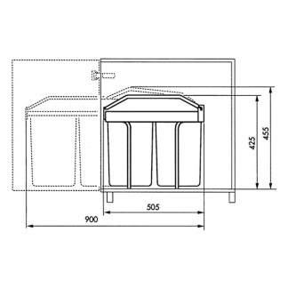 Hailo Prullenbak | Hailo | 28 liter (Duo, Plaatstaal, Voor in keukenkastje, Uitschuiffunctie) 3659-001 K170104629 - 5