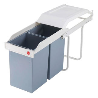 Hailo Prullenbak | Hailo | 28 liter (Duo, Plaatstaal, Voor in keukenkastje, Uitschuiffunctie) 3659-001 K170104629 - 2