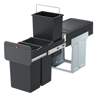 Hailo Prullenbak | Hailo | 30 liter (Trio, Kunststof, Voor in keukenkastje, Uitschuiffunctie, opbergplank) 0310-300 K170405239 - 2