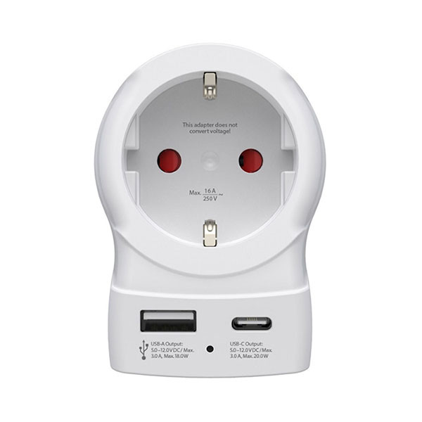 Hama Reisstekker met USB | Hama | Europa naar Amerika (Geaard, Type C en F → Type B, 1x USB A, 1x USB C) 223479 K050801117 - 2