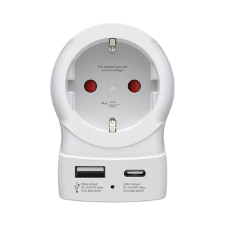 Hama Reisstekker met USB | Hama | Europa naar Amerika (Geaard, Type C en F → Type B, 1x USB A, 1x USB C) 223479 K050801117 - 2