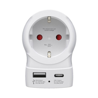 Hama Reisstekker met USB | Hama | Europa naar Engeland | 20W (Geaard, Type C en F → Type G, 1x USB A, 1x USB C) 223478 E050801116 - 2