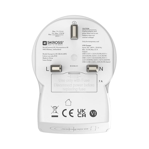 Hama Reisstekker met USB | Hama | Europa naar Engeland (Geaard, Type C en F → Type G, 1x USB A, 1x USB C) 223478 K050801116 - 4