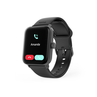 Hama Smartwatch | Hama | 6010 | 1.6” (Android en iOS, GPS, Telefoonfunctie, Hartslagmeter, 100 sportmodi, Zwemmen, Slaapmonitor, 300 mAh batterij, Vierkant, Zwart) 178619 K070501311 - 9