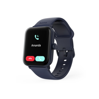 Hama Smartwatch | Hama | 6010 | 1.6” (Android en iOS, GPS, Telefoonfunctie, Hartslagmeter, 100 sportmodi, Zwemmen, Slaapmonitor, 350 mAh batterij, Vierkant, Blauw) 178621 K070501313 - 9