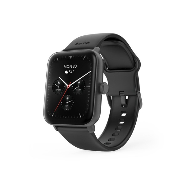 Hama Smartwatch | Hama | 6010 | 1.6” (GPS, Telefoonfunctie, Hartslagmeter, 100 sportmodi, IP68, Slaapmonitor, 300 mAh batterij, Zwart) 178619 K070501311 - 1