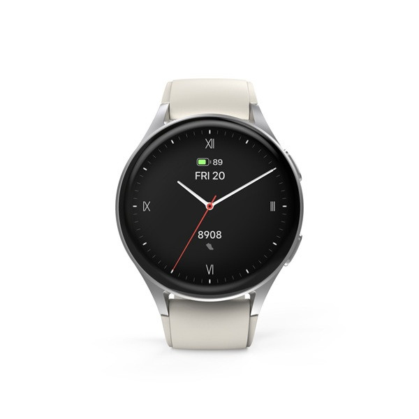 Hama Smartwatch | Hama | 8900 | 1.3” (AMOLED, GPS, Telefoonfunctie, Hartslagmeter, 100+ sportmodi, IP68, Slaapmonitor, 300 mAh batterij, Beige-Zilver) 178612 K070501305 - 1